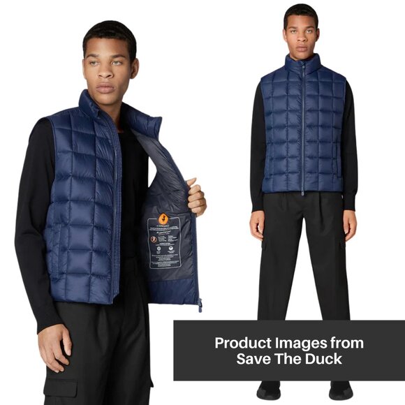 Save The Duck Men’s Quilted Giga Vest in Navy | Men's Large - Picture 7 of 7